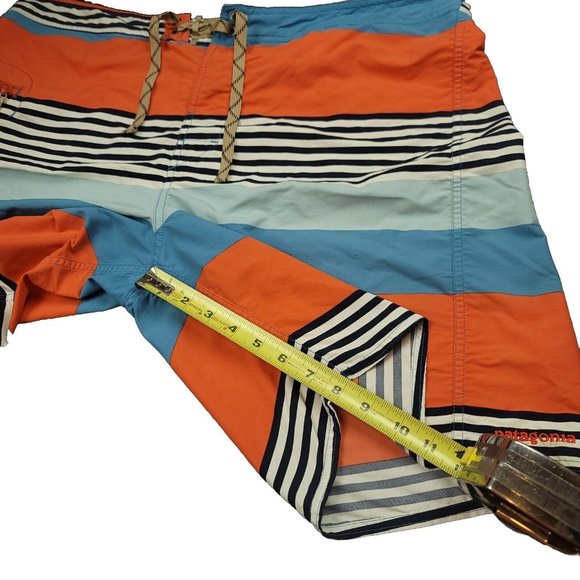 Patagonia Mens‎ 40 Wavefarer Striped Board Shorts Orange Blue Swim Style 86620 - Picture 10 of 12